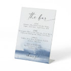 Modern Watercolor Blue Wedding The Bar Menu