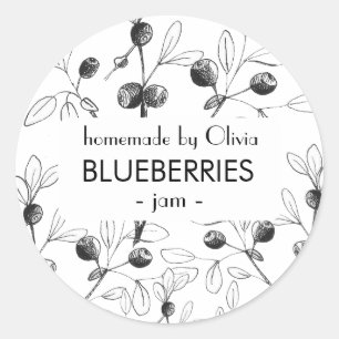 Modern Watercolor Blueberry Blueberries  Classic Round Sticker