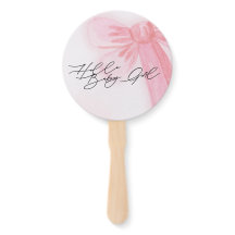 Modern Watercolor Blush Pink Bow Hello Baby Girl