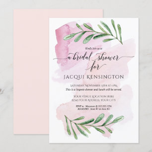 Modern Watercolor Blush Pink Eucalyptus Foliage Invitation
