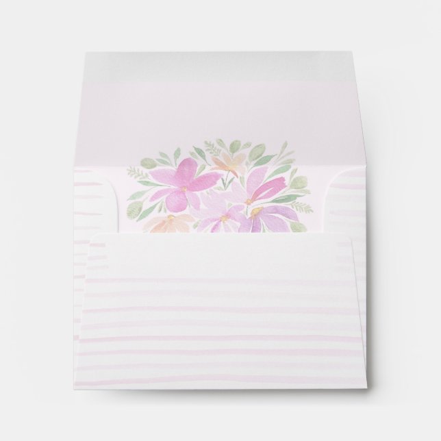 Modern Watercolor Boho Blush Floral Elegant Envelope (Back (Bottom))
