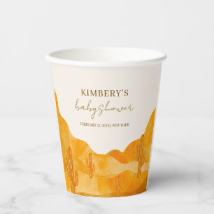 Modern Watercolor Boho Desert Cactus Baby Shower Paper Cups