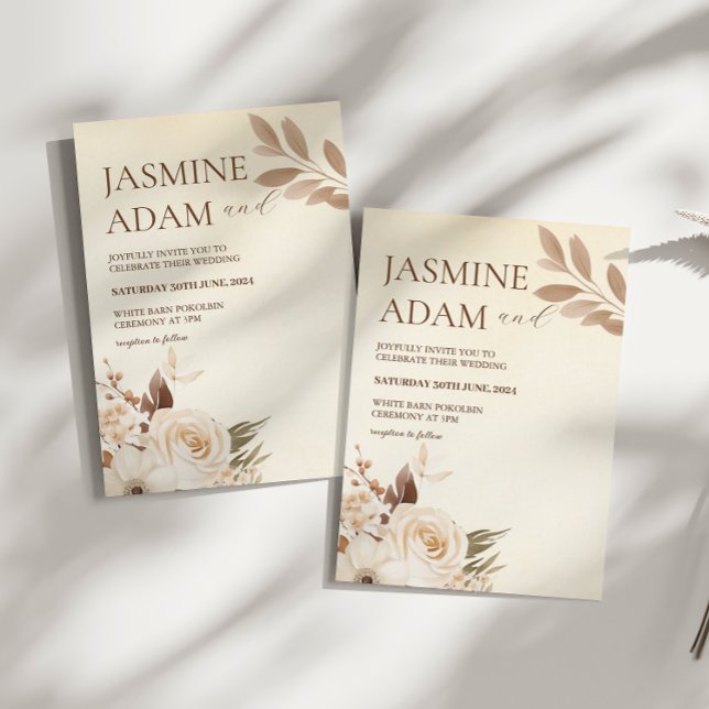 Modern Watercolor Boho Floral Autumn Wedding Invitation (Creator Uploaded)