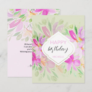 Modern Watercolor Boho Lilac Floral Card