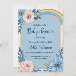 modern watercolor boho rainbow baby shower invitation