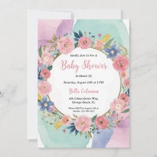 modern watercolor boho rainbow baby shower invitation