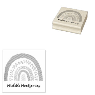 Modern Watercolor Boho Rainbow Custom Girls Cute   Rubber Stamp