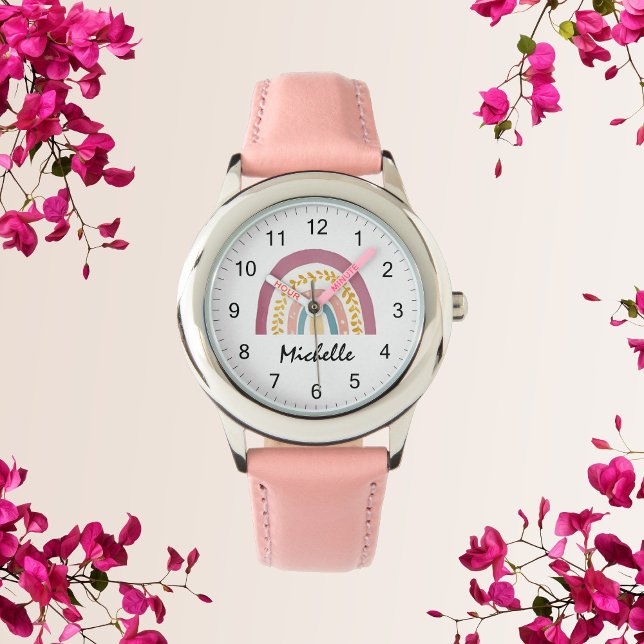 Modern Watercolor Boho Rainbow Custom Girls Cute   Watch (Creator Uploaded)