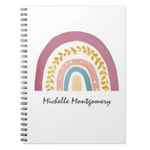 Modern Watercolor Boho Rainbow Custom Notebook