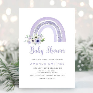 Modern Watercolor Boho Rainbow Girl Baby Shower Invitation
