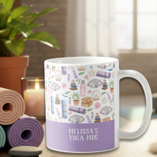 Modern Watercolor Boho Zen Yoga Aesthetic Pattern  Coffee Mug