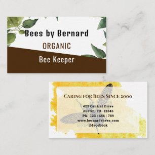 Modern Watercolor Botanical Bee Keeping  Business Card
