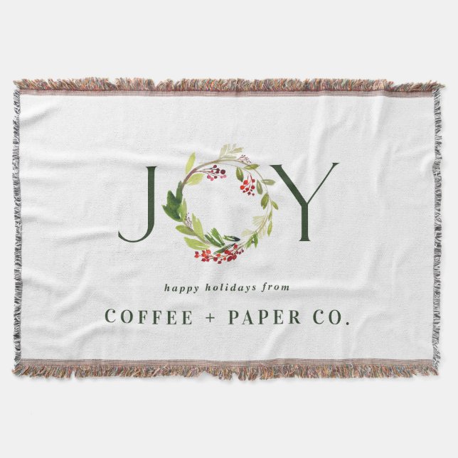 Modern watercolor botanical chic elegant gift throw blanket (Front)