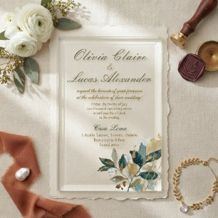 Modern Watercolor Botanical Eucalyptus Gold Greene Acrylic Invitations