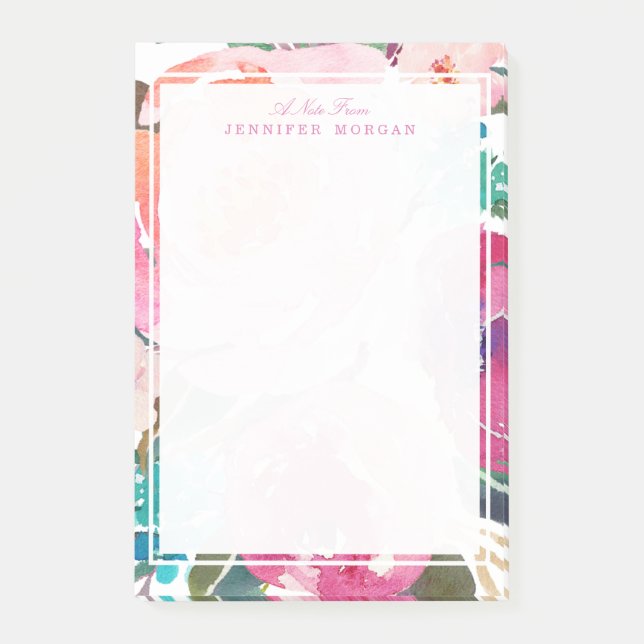 Modern Watercolor Botanical Garden Flowers Post-it Notes (Front)