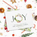 Modern watercolor botanical joy chic elegant holiday card<br><div class="desc">Modern watercolor botanical joy chic elegant holiday card. Modern rustic beautiful watercolour painted foliage classy elegant design. Part of a collection.</div>