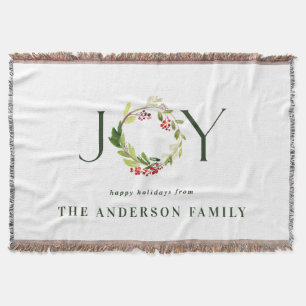 Modern watercolor botanical joy chic elegant throw blanket