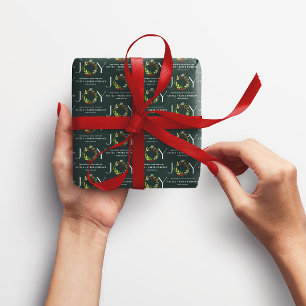 Modern watercolor botanical joy corporate green wrapping paper