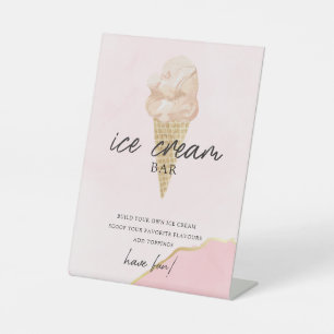 Modern Watercolor Bridal Shower Ice Cream Bar Sign