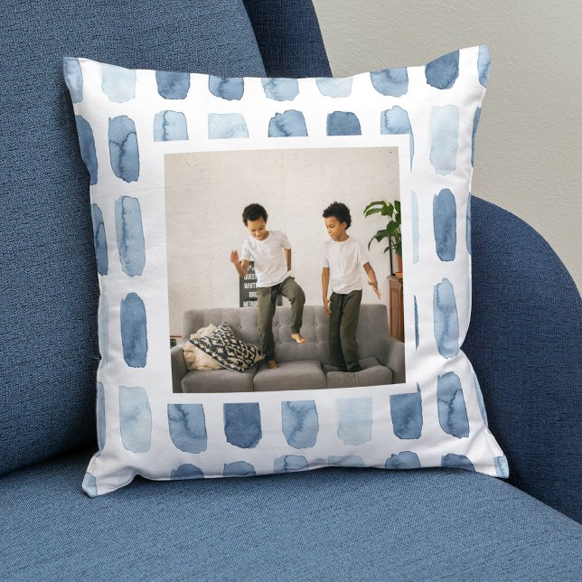 Modern Watercolor Brush Blue | Photo Cushion (Creator Uploaded)