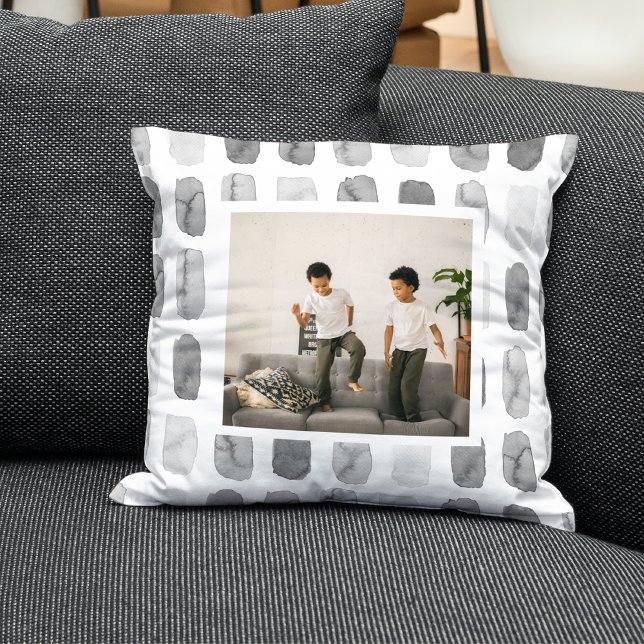 Modern Watercolor Brush Grey | Photo  Cushion (Creator Uploaded)