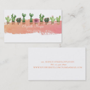 Modern Watercolor Brush Stroke,Watercolor Cactus Business Card
