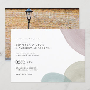 Modern Watercolor Brush   Wedding Photo Invitation