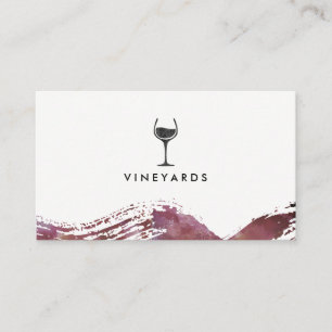 Modern Watercolor Brushed with Chic Wine Glass Business Card