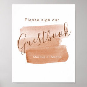 Modern Watercolor Brushstroke Minimalist Guest Poster