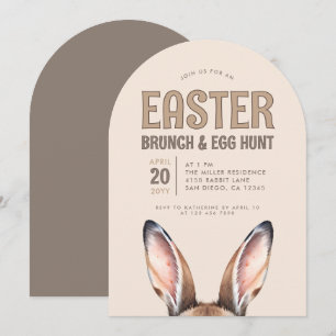 Modern Watercolor Bunny Ears Easter Party Invitation