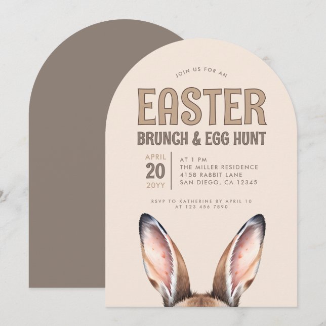 Modern Watercolor Bunny Ears Easter Party Invitation (Front/Back)