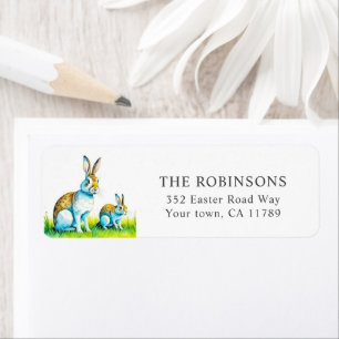 Modern Watercolor Bunny Easter Return Address