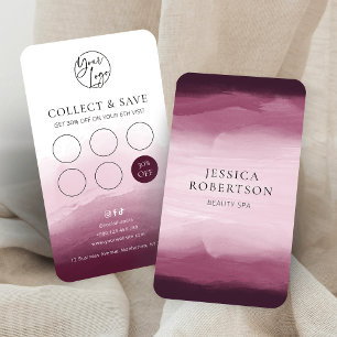 Modern Watercolor Burgundy Beauty Salon Nails Spa Loyalty Card