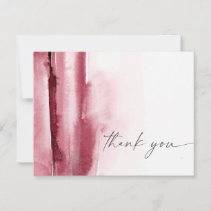 Modern Watercolor Burgundy Thank You Card