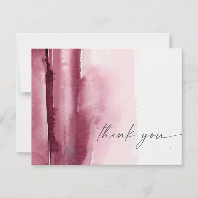 Modern Watercolor | Burgundy Thank You Card (Front)