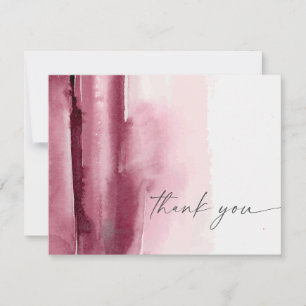 Modern Watercolor   Burgundy Thank You Card