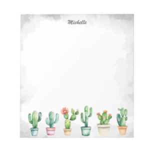 Modern Watercolor Cactus Cacti Desert Succulent Notepad