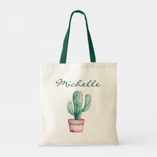 Modern Watercolor Cactus Cacti Desert Succulent Tote Bag