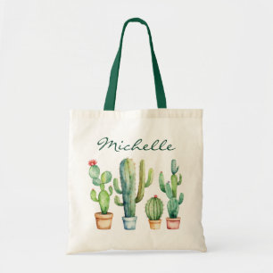 Modern Watercolor Cactus Cacti Desert Succulent    Tote Bag