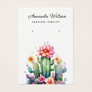 Modern watercolor Cactus earring display card