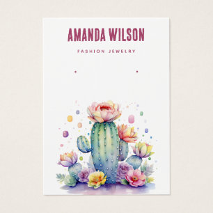 Modern watercolor Cactus earring display card 