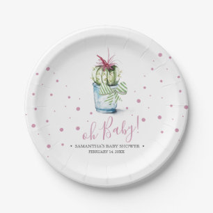 Modern Watercolor Cactus Paper Plate