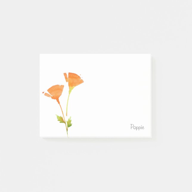 Modern Watercolor California Poppies   Post-it Notes (Front)