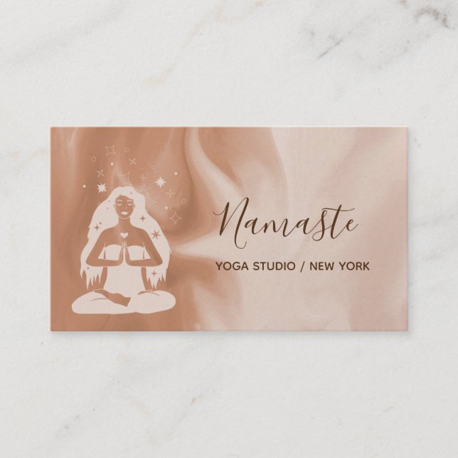 Modern Watercolor Celestial Yoga Studio Business Card (Front)