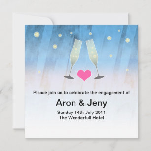 Modern watercolor Champagne glass engagement card