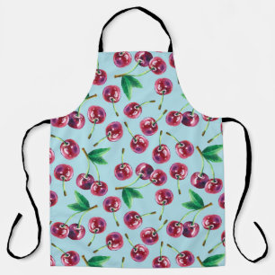 Modern Watercolor Cherries: Juicy Berry Pattern Apron