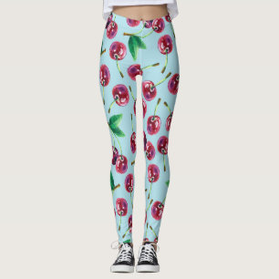 Modern Watercolor Cherries: Juicy Berry Pattern Leggings