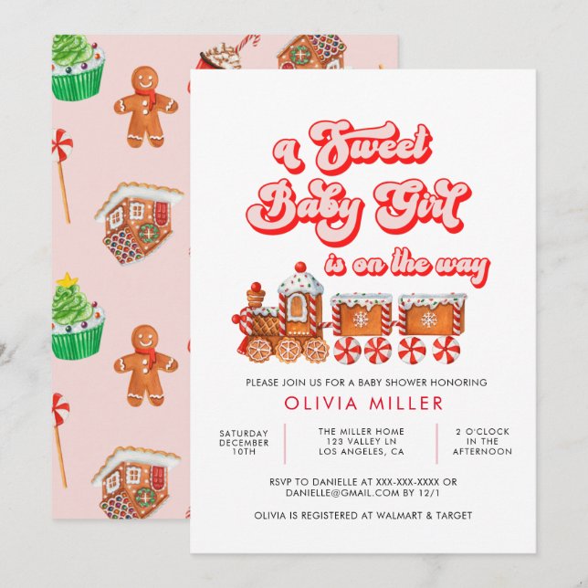 Modern Watercolor Christmas Baby Shower Invitation (Front/Back)