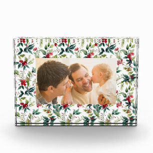 modern watercolor christmas botanical frame photo block