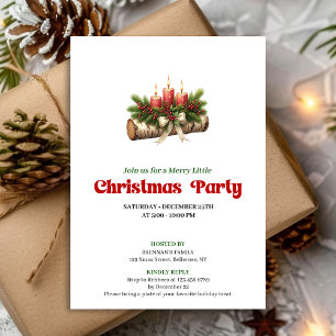 Modern Watercolor Christmas Candles Invitation
